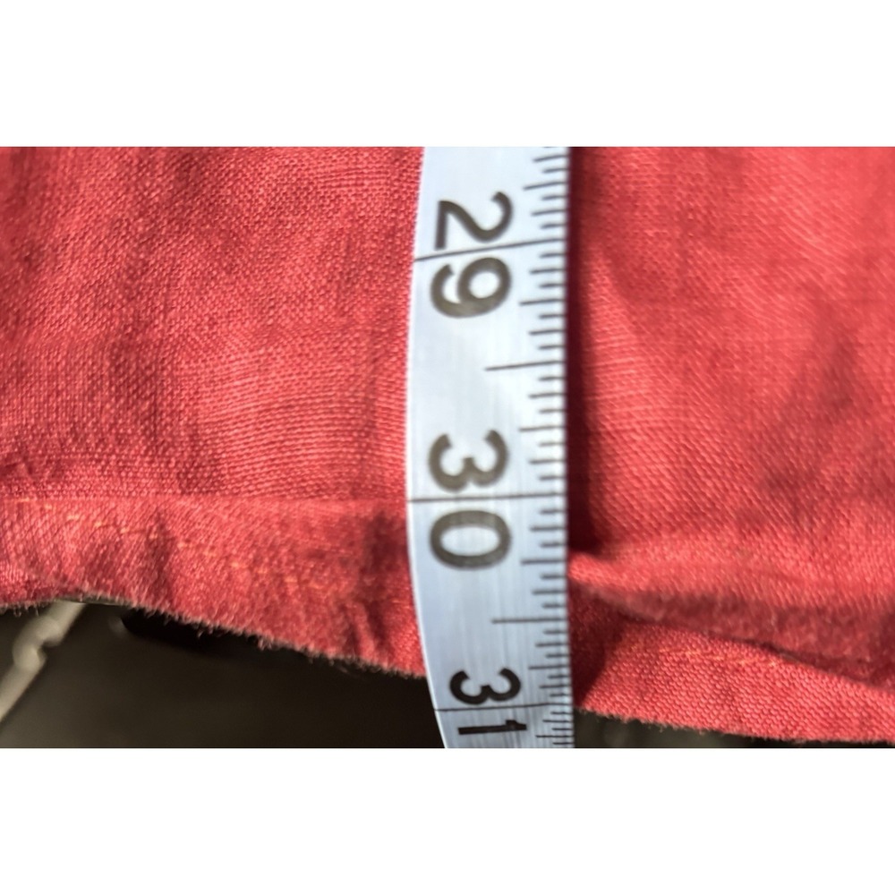 FLAX Linen 2-piece M Collared Corozo Buttons Solid Red Long Sleeve - Picture 4 of 11